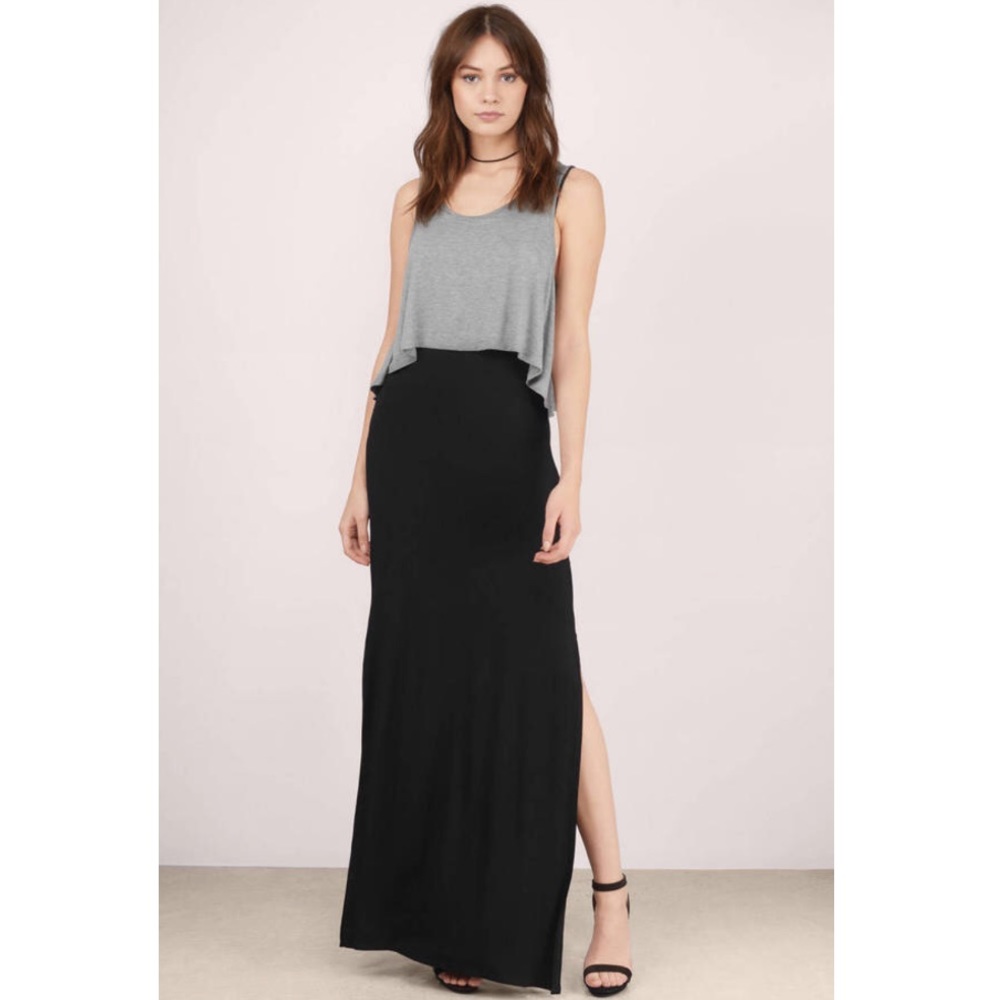 NWT Tobi sexy side slit black and grey maxi dress
